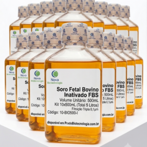 Soro Fetal Bovino Inativado FBS 10 Litros | Kit 20x500mL | Filtração Tripla 0,1µm