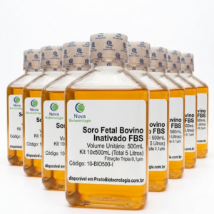 Soro Fetal Bovino Inativado FBS 5 Litros | Kit 10x500mL | Filtração Tripla 0,1µm