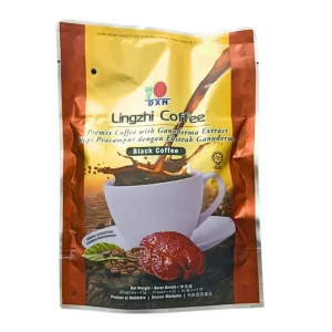 Café DXN Lingzhi Black Coffee 2 em 1 – Sem Açúcar – Ganoderma ORI – Caixa com 20 Sachês